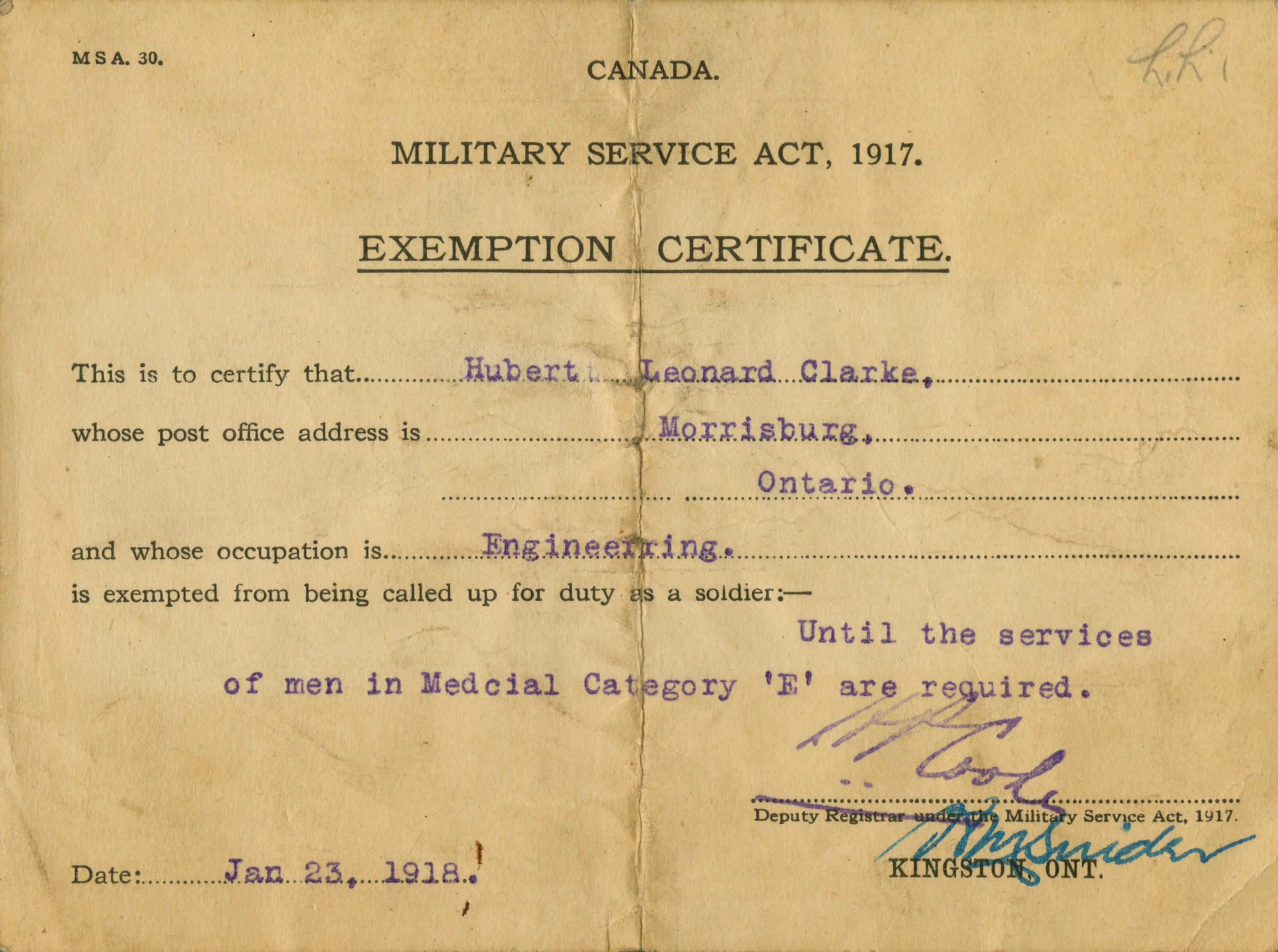 Government Documents Exemption Certificate Canada And The First 