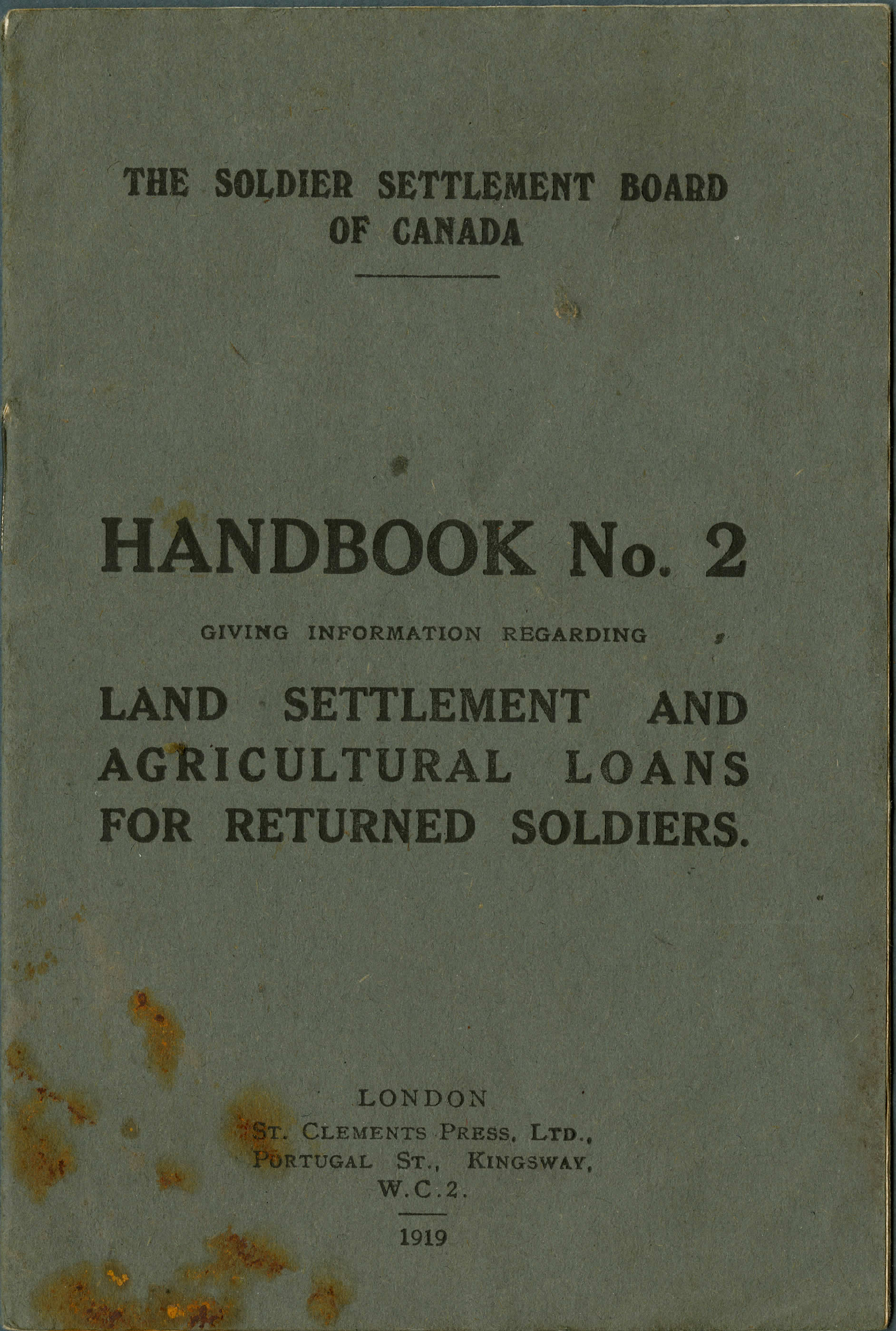Land Settlement and Agricultural Loans