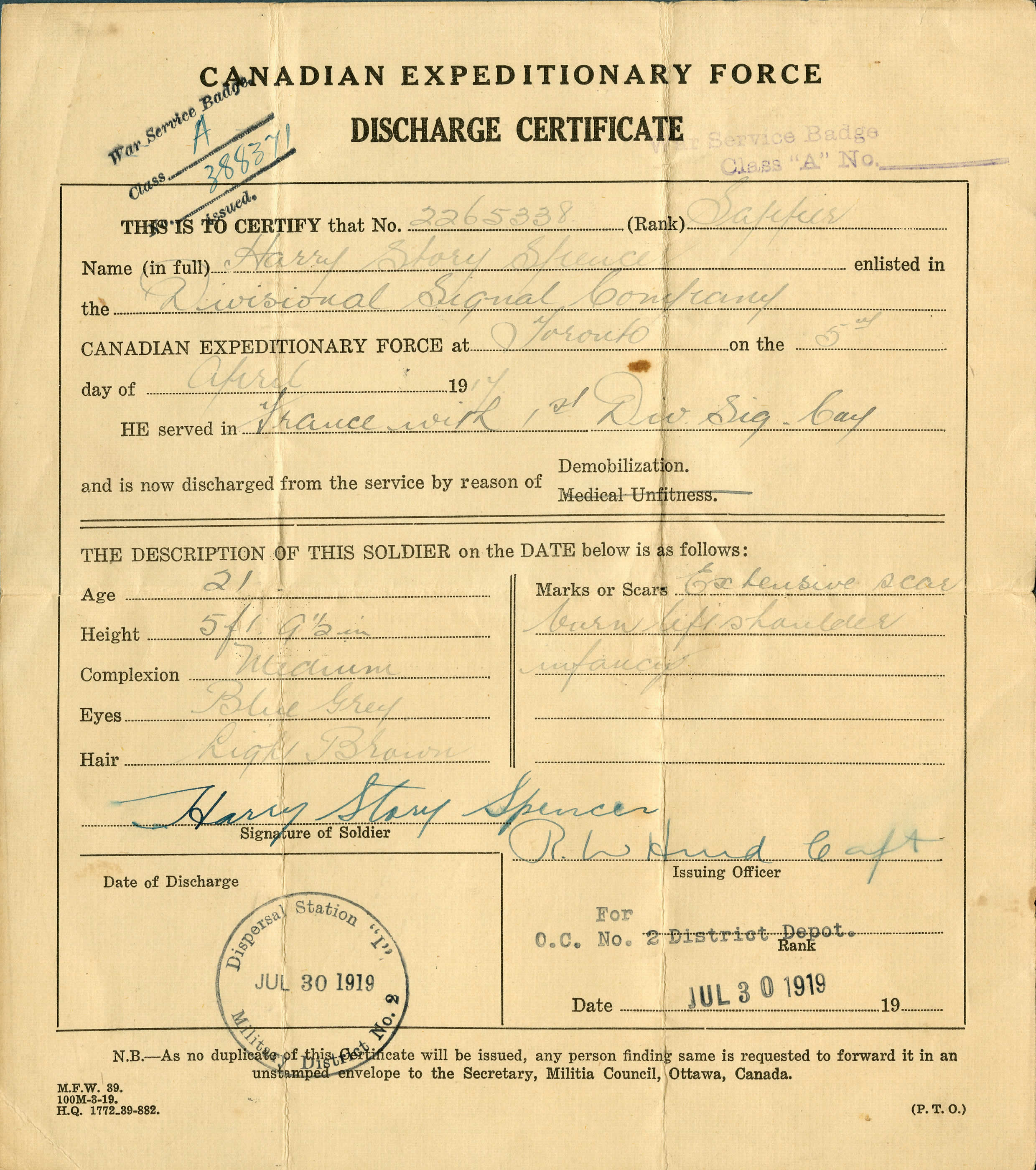 Discharge Certificate