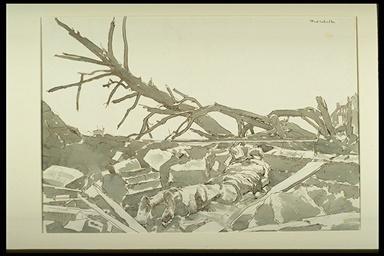 painting, A DEAD CIVILIAN IN A PRISON YARD by Colville, Captain Alex