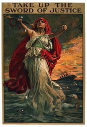 wartime recruiting poster, TAKE UP THE SWORD OF JUSTICE