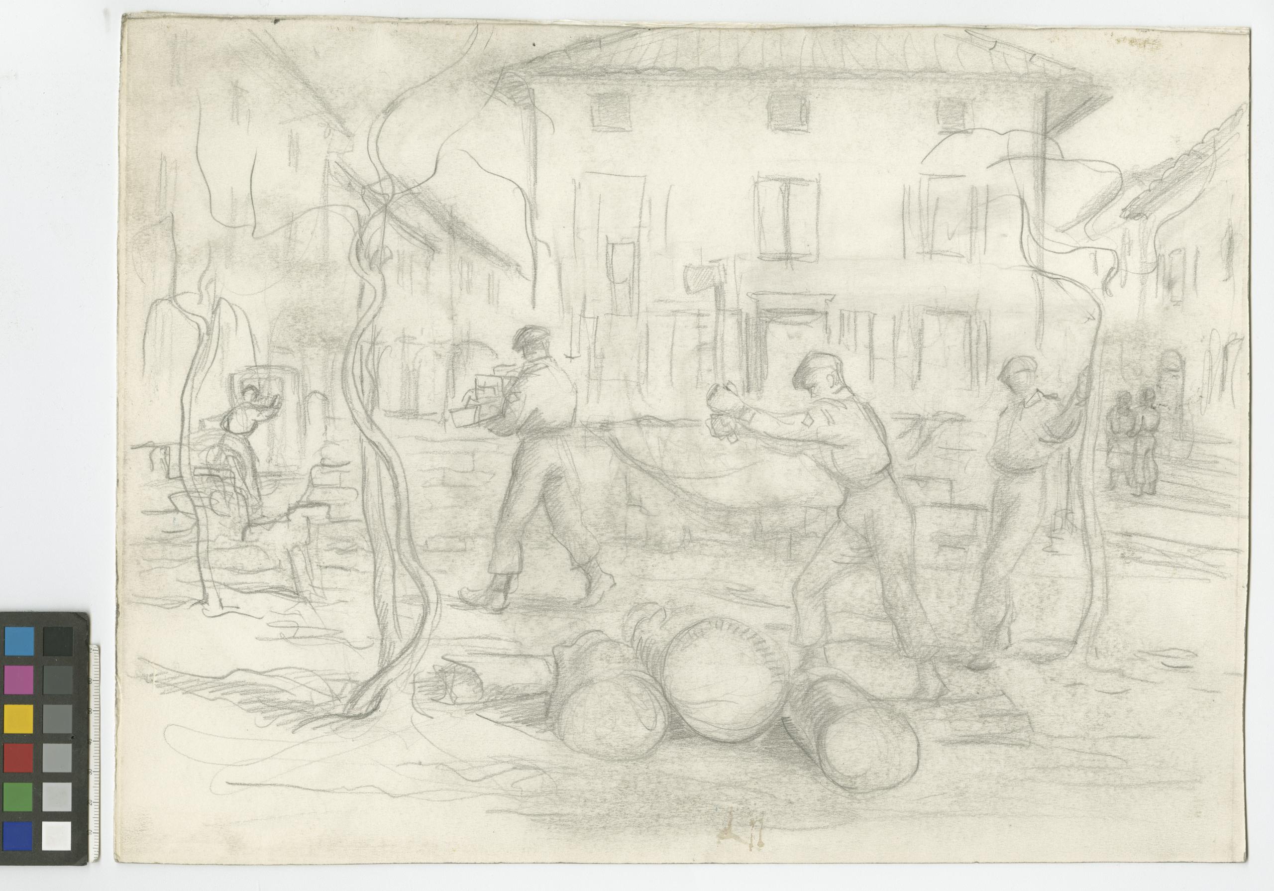 drawing, Chopping Wood Italy by Tinning, Captain George Campbell