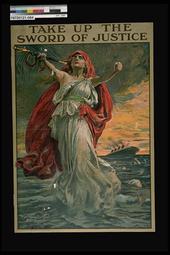 wartime recruiting poster, TAKE UP THE SWORD OF JUSTICE
