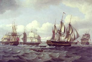 Le Castor et autres navires dans une mer agitée
