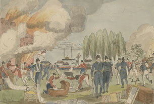L’amiral Cockburn mettant Havre-de-Grâce à feu et à sac, le 1er juin 1813