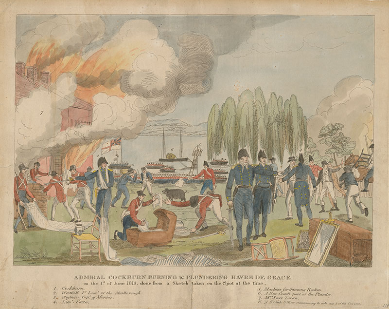 L’amiral Cockburn mettant Havre-de-Grâce à feu et à sac, le 1er juin 1813