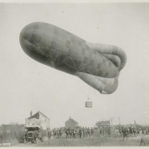 Kite balloon behind the Canadians at Vimy Ridge