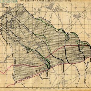 Map showing advance made by Canadian Corps at Vimy Ridge