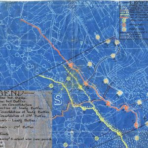 Map fragment showing the 11th Canadian Infantry Brigade boundaries, objectives and strongpoints