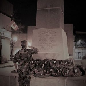 Wreaths laid at a monument