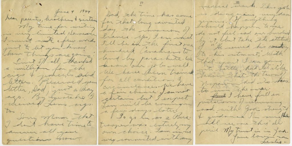 A handwritten three-page letter