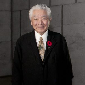 Raymond Moriyama photographed in Memorial hall