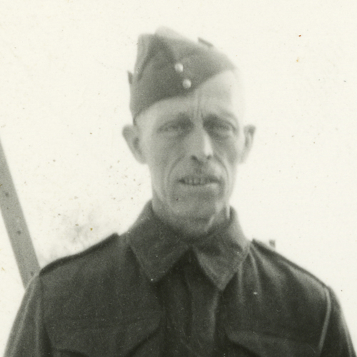 An old photo of a man in uniform taken at the Canadian War Museum in Ottawa.