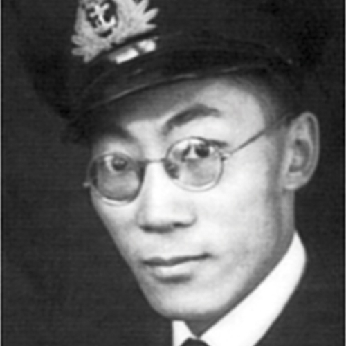A black and white photo of a man in a uniform displayed at the Canadian War Museum in Ottawa.