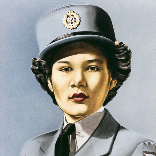 A woman in a uniform at the Canadian War Museum.
