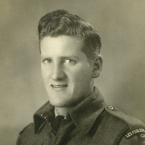 An old photo of a man in uniform displayed at the Canadian War Museum in Ottawa.