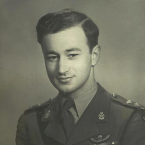 An old photo of a man in military uniform, taken in Ottawa at the Canadian War Museum.