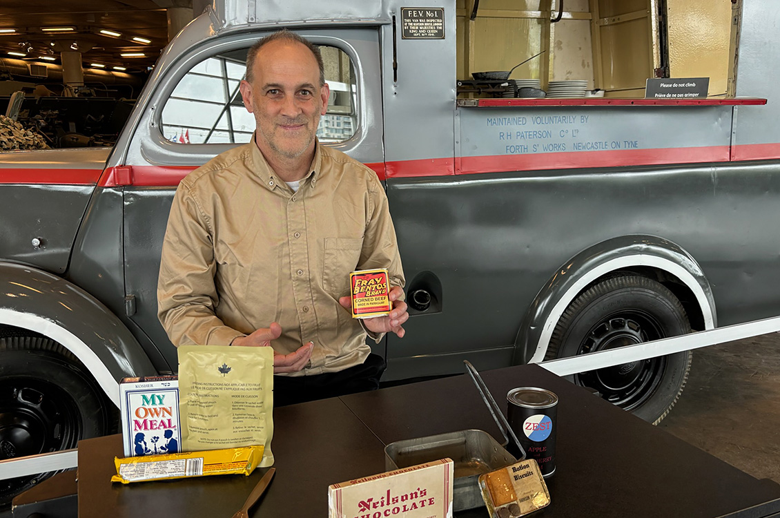 A man with military rations