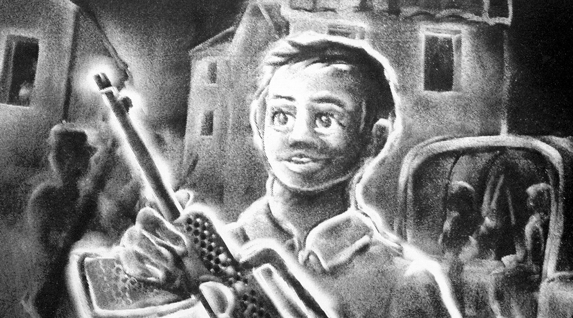 A boy with a machine gun