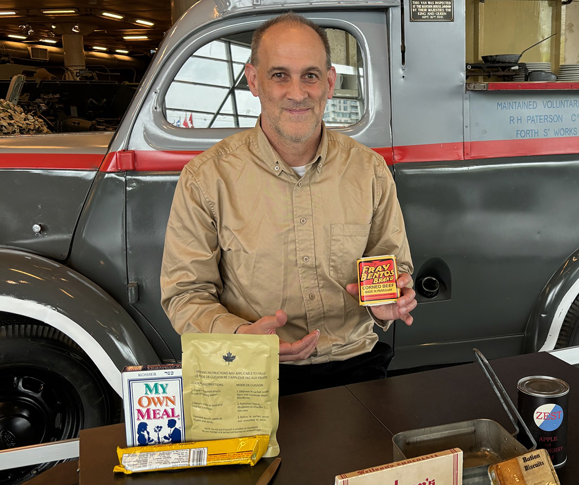 A man with military rations