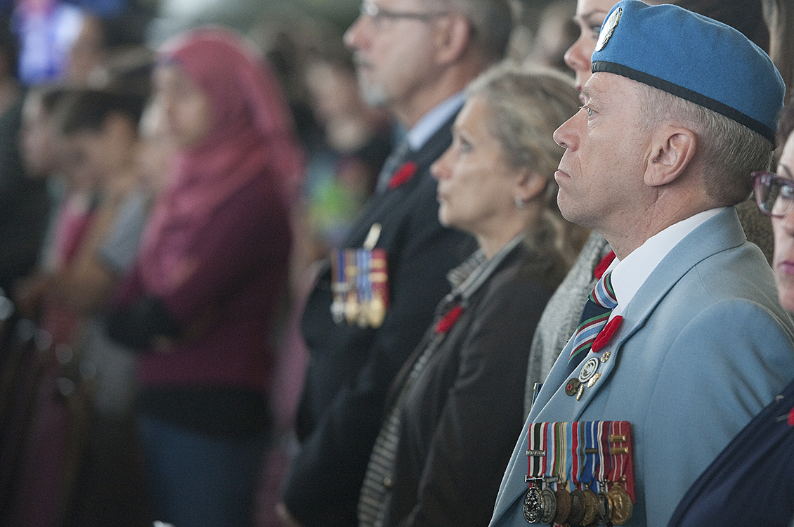 Viewing the broadcast of the Official Remembrance Day Ceremony from the National War Memorial