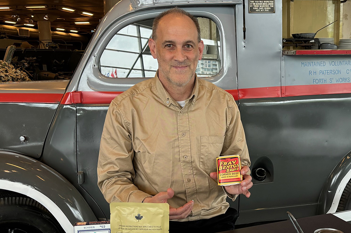 A man with military rations