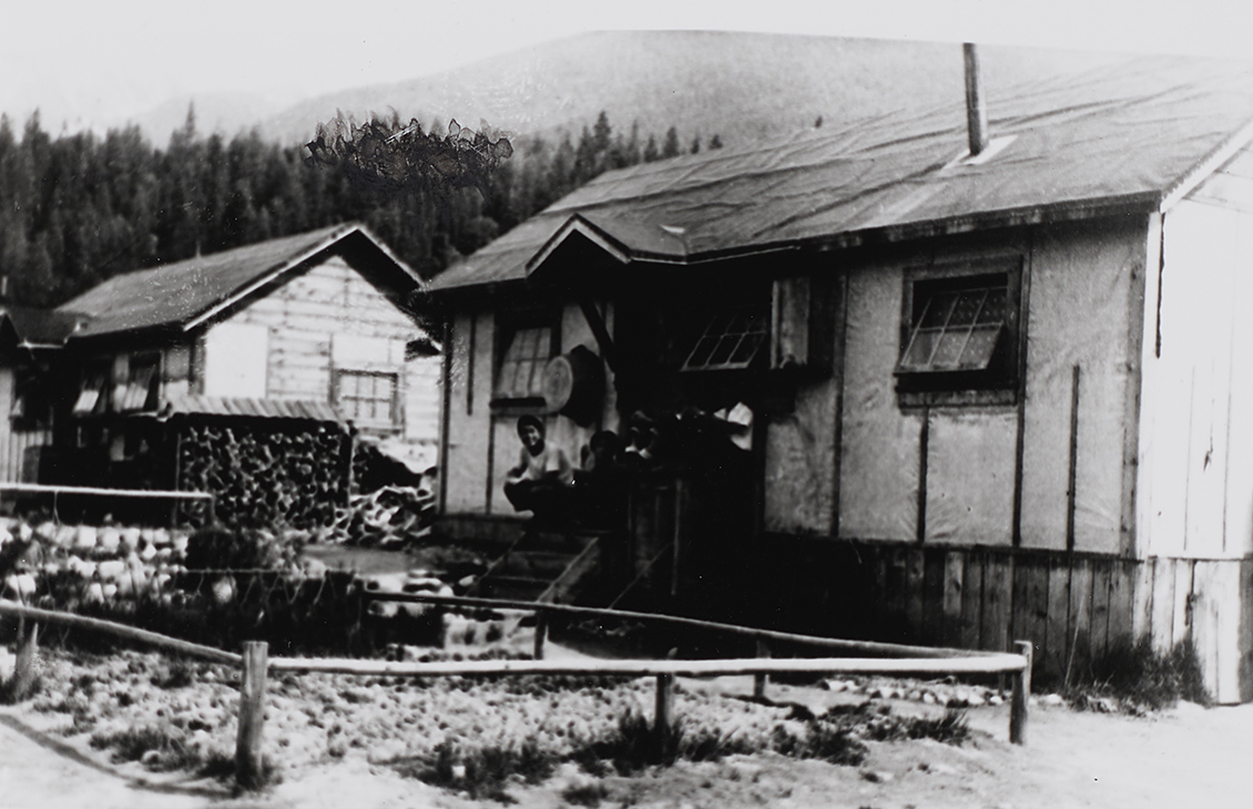 Buildings and mountains