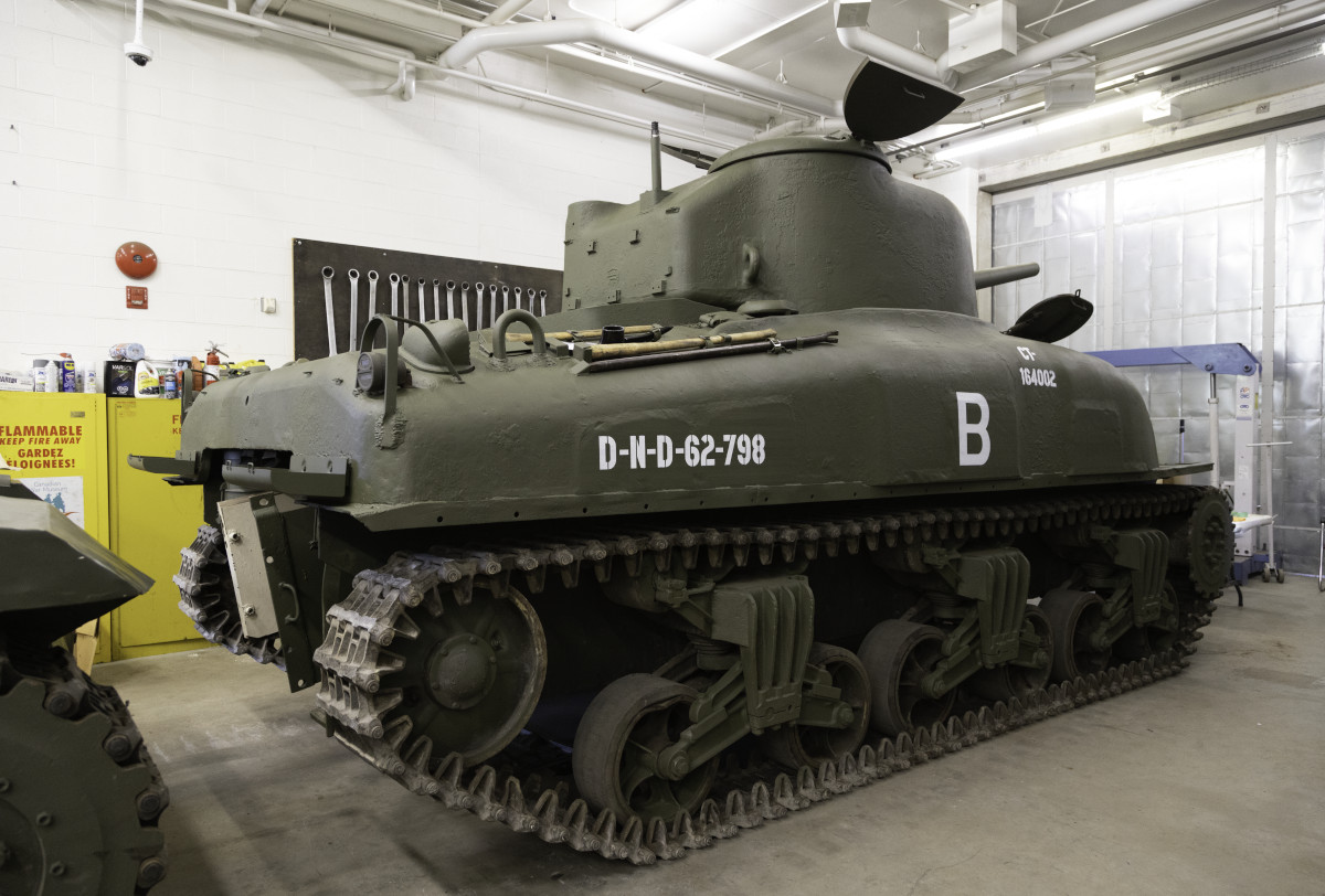 A large, green military tank